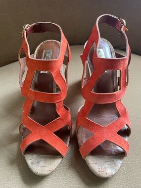 Halogen Orange Suede Sandals  8